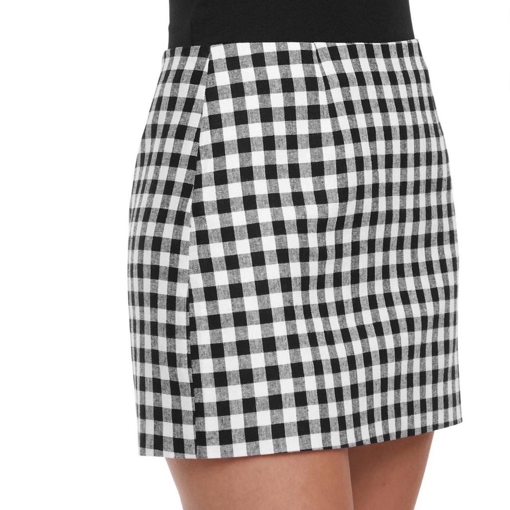 Express Black and White Gingham Mini Skirt NWT